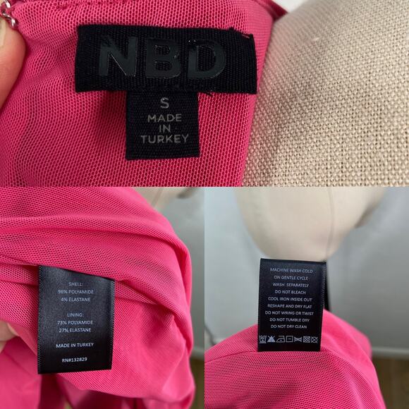 NBD Phoebe Dress Fuchsia Ribbed Cutout Mini Revolve Party Date Night Size S - Picture 9 of 10